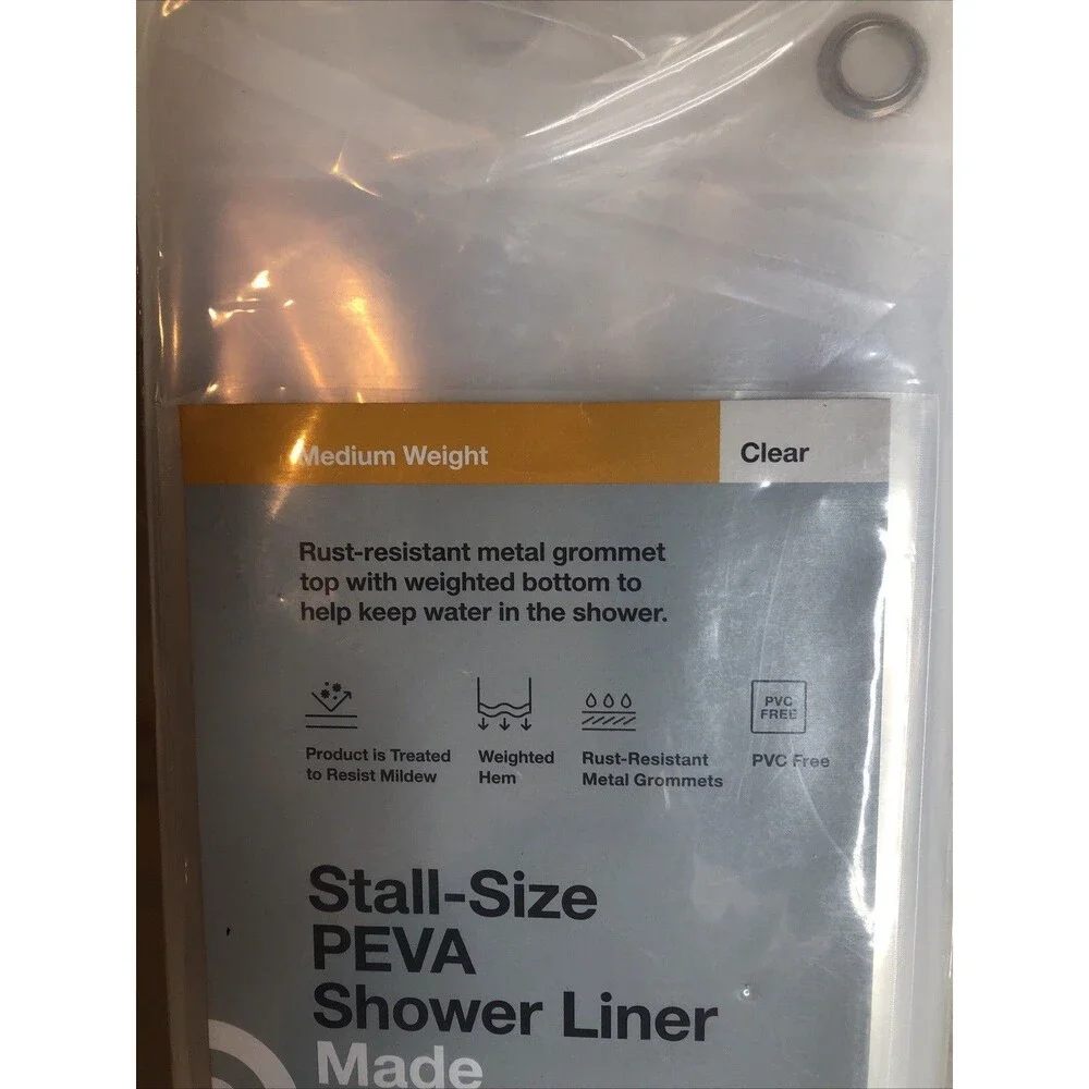 Made by Design PEVA STALL-Size Shower Curtain Liner Clear Medium Weight 54”x 78”